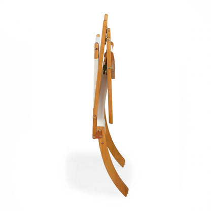 Walker wooden folding chair with natural wood frame and beige fabric seat on Tampa Home & Garden Store