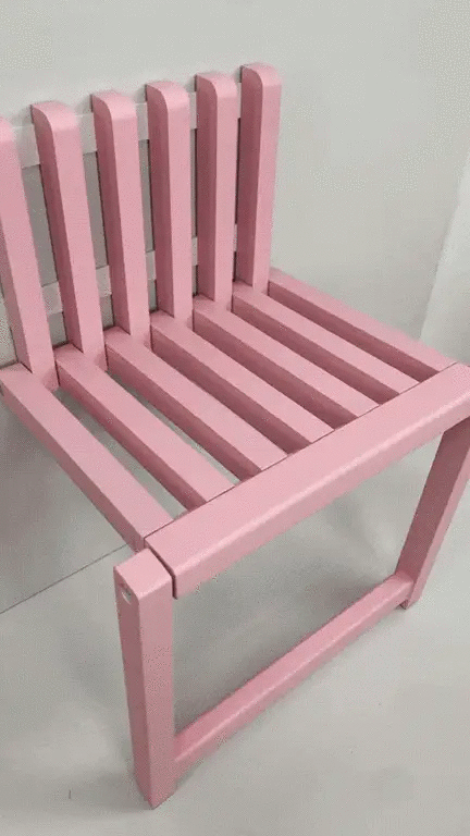 Pink solid-wood wall-mounted folding chair for shoe changing, FLIPSTYLEZLLC, space-saving design on Tampa Home & Garden Store