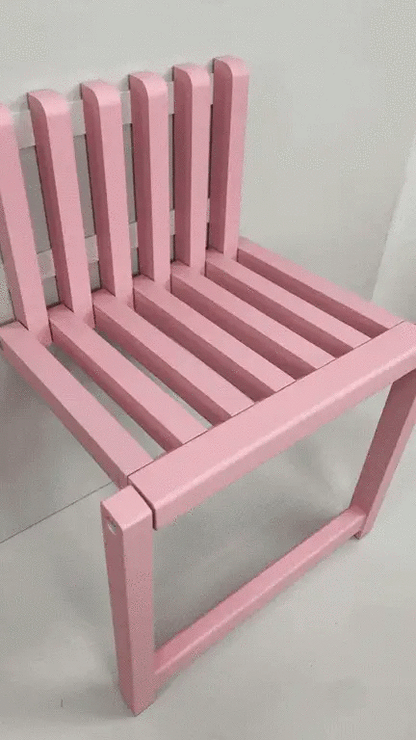 Pink solid-wood wall-mounted folding chair for shoe changing, FLIPSTYLEZLLC, space-saving design on Tampa Home & Garden Store