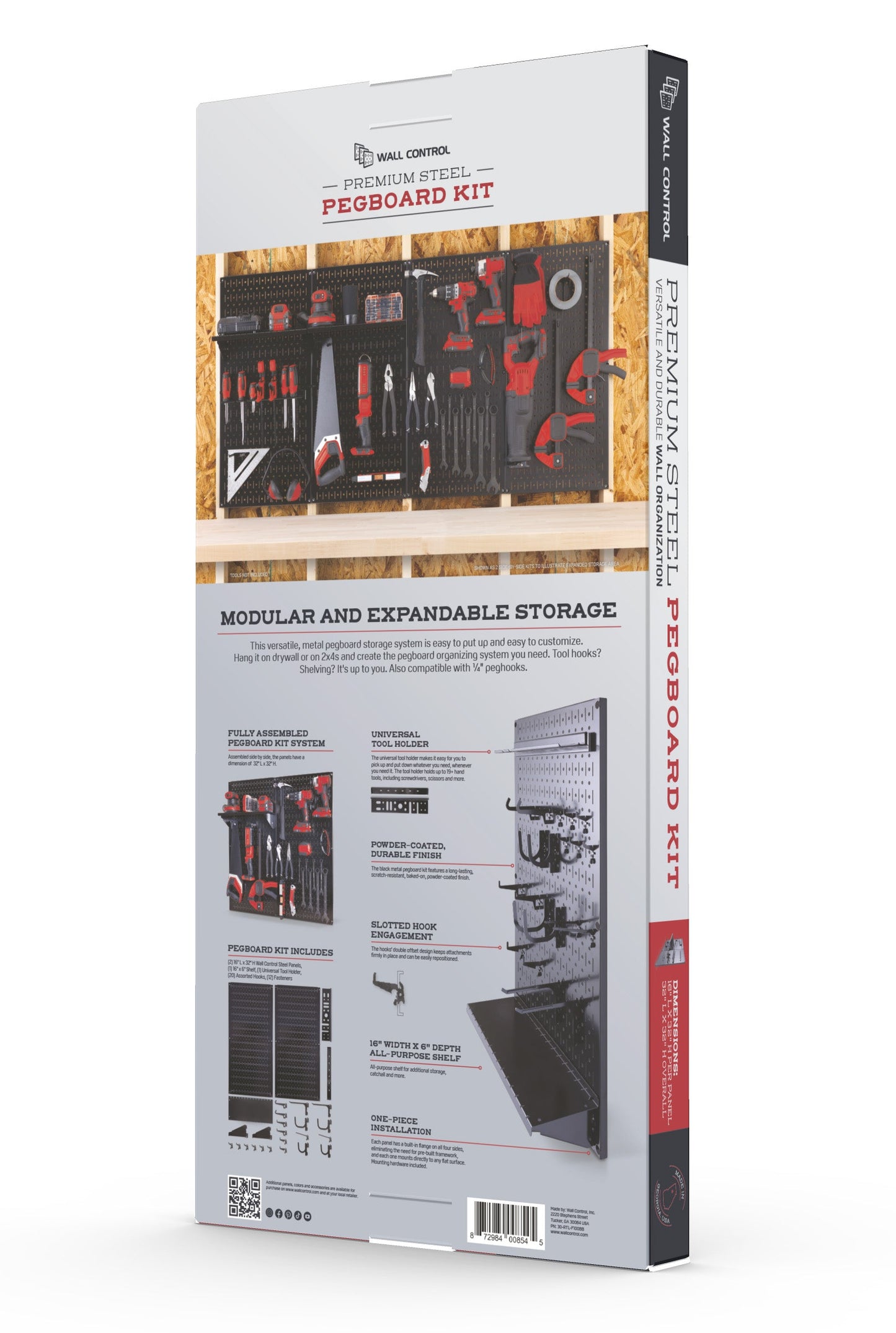 Heavy Duty Steel Pegboard Kit and Hook Set
