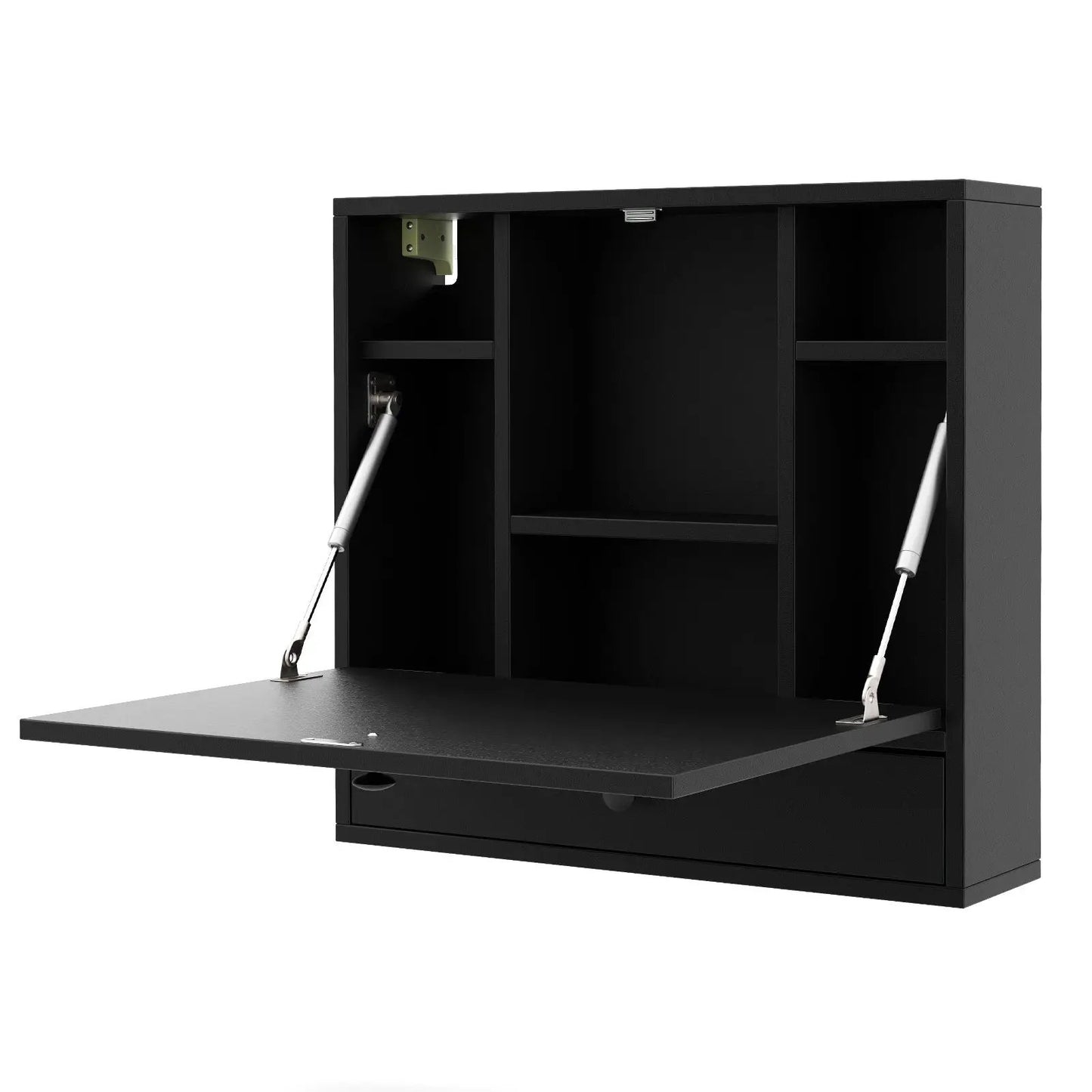 Wall Mount Folding Desk with Shelves and Drawer