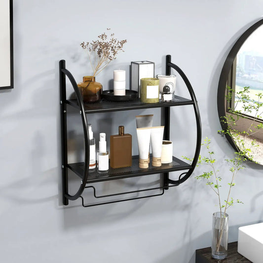 Two Tier Wall Mounted Towel Rack with Bars