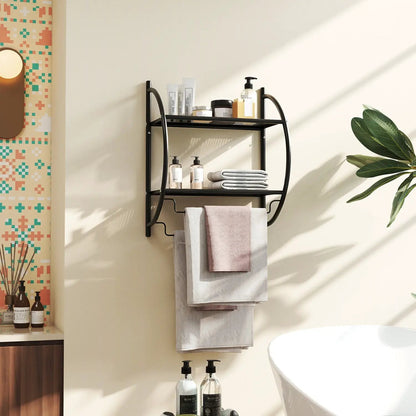 Two Tier Wall Mounted Towel Rack with Bars