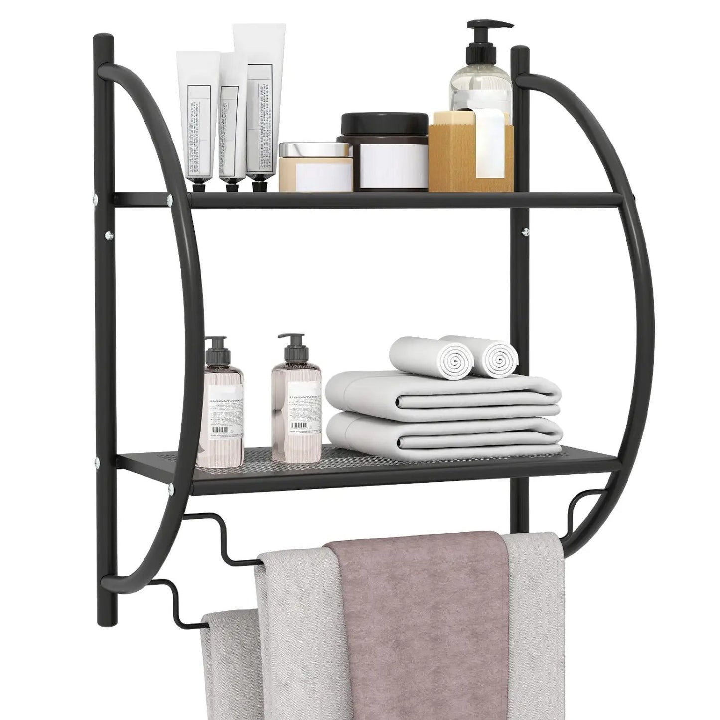 Two Tier Wall Mounted Towel Rack with Bars