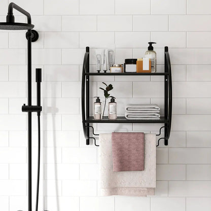 Two Tier Wall Mounted Towel Rack with Bars