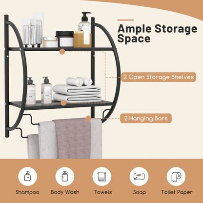 Two Tier Wall Mounted Towel Rack with Bars