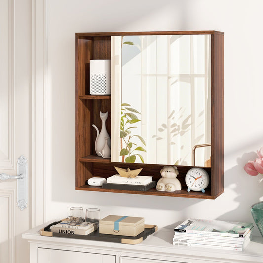 Wall Mounted Bathroom Cabinet with Mirror Single Door - Tampa Home & Garden Store