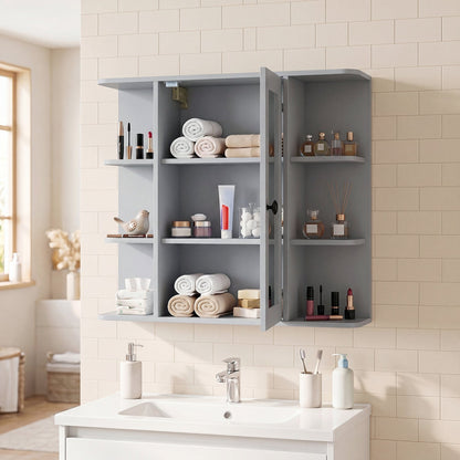 Wall mounted medicine cabinet with mirror in gray DirectDeals 4-shelf bathroom storage on Tampa Home & Garden Store