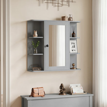 Medicine cabinet with mirror in gray finish, wall-mounted by DirectDeals with side shelves on Tampa Home & Garden Store
