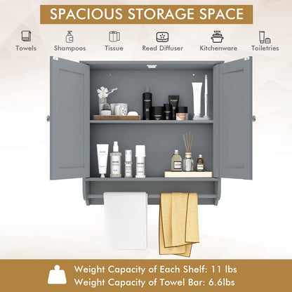Wall Mounted Bathroom Storage Medicine Cabinet with Towel Bar