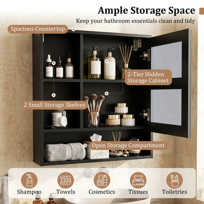 Wall-Mounted Mirror Cabinet With Hidden Storage