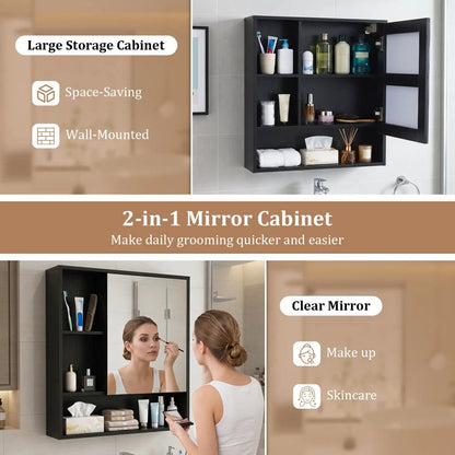 Wall-Mounted Mirror Cabinet With Hidden Storage