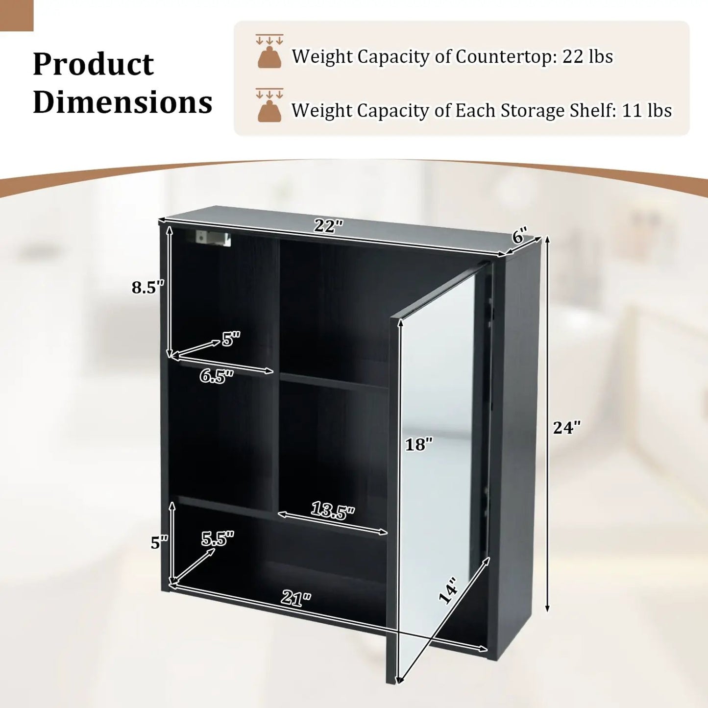 Wall-Mounted Mirror Cabinet With Hidden Storage