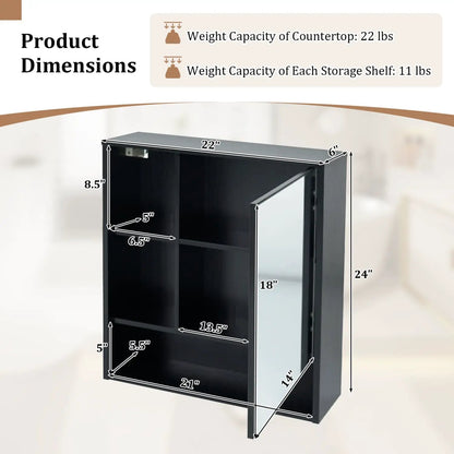Wall-Mounted Mirror Cabinet With Hidden Storage