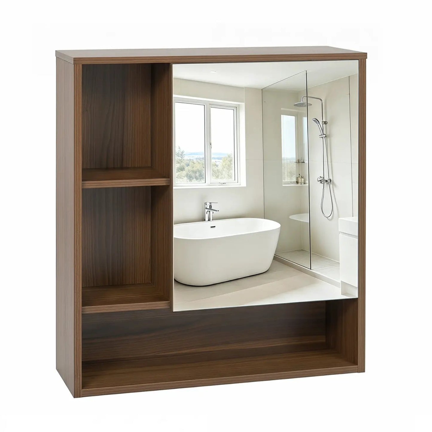 Wall-Mounted Mirror Cabinet With Hidden Storage