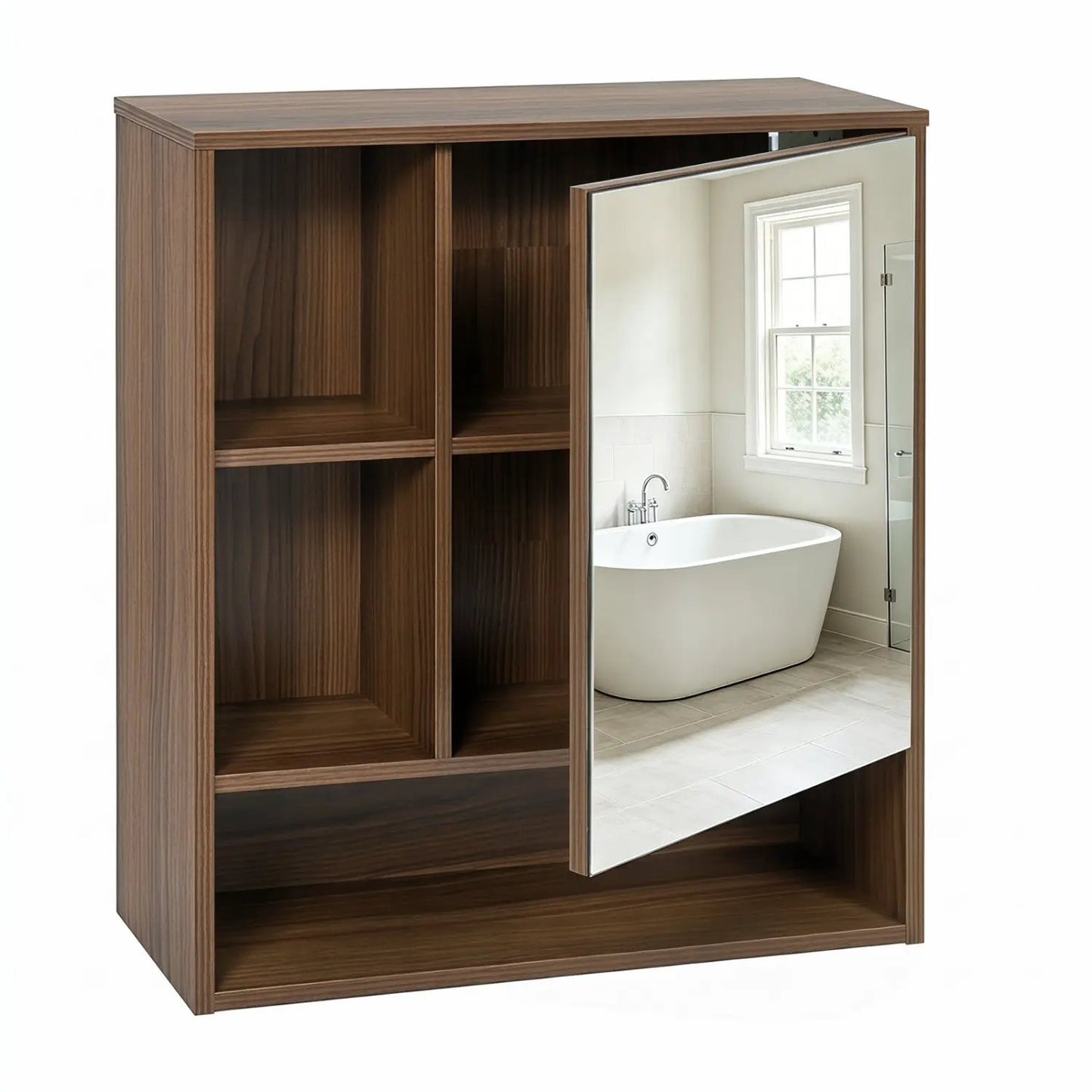Wall-Mounted Mirror Cabinet With Hidden Storage