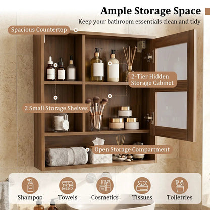 Wall-Mounted Mirror Cabinet With Hidden Storage