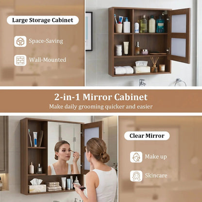 Wall-Mounted Mirror Cabinet With Hidden Storage
