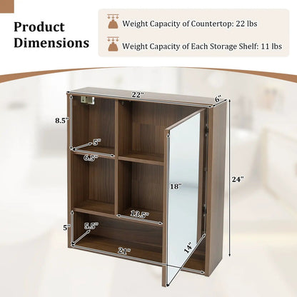 Wall-Mounted Mirror Cabinet With Hidden Storage