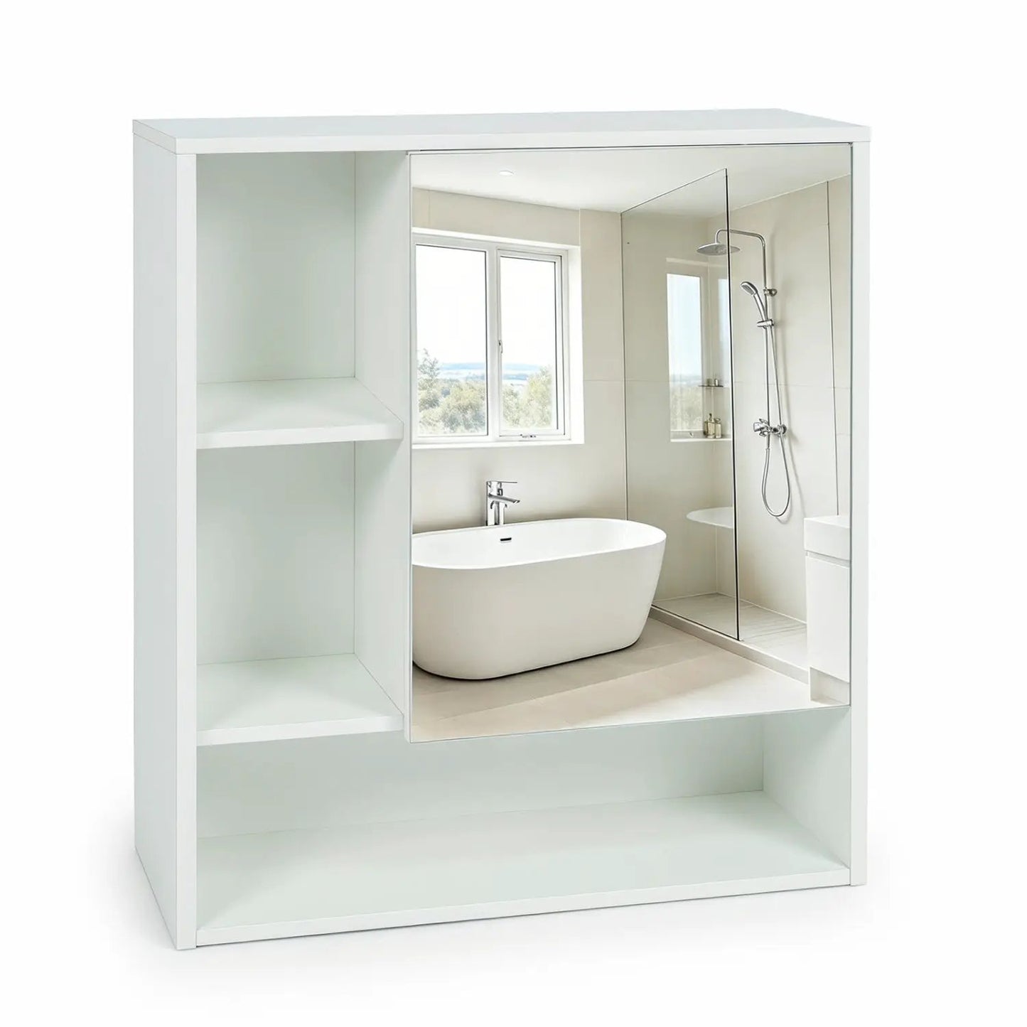Wall-Mounted Mirror Cabinet With Hidden Storage
