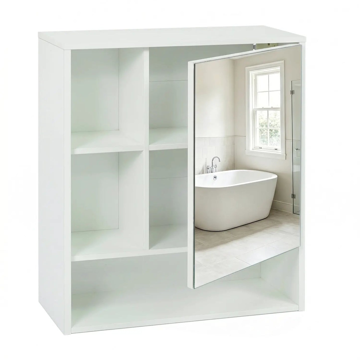 Wall-Mounted Mirror Cabinet With Hidden Storage