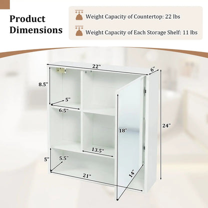 Wall-Mounted Mirror Cabinet With Hidden Storage