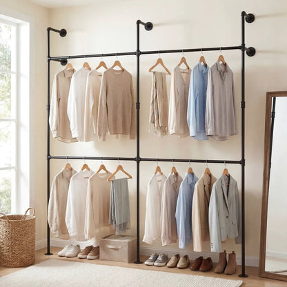 Wall Mounted Pipe Rack With 4 Hanging Rods