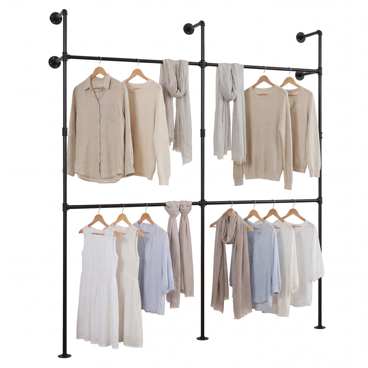 Wall Mounted Pipe Rack With 4 Hanging Rods