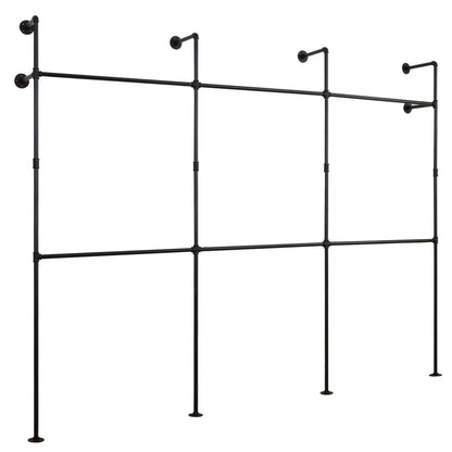 Wall Mounted Pipe Clothing Rack With Six Rods