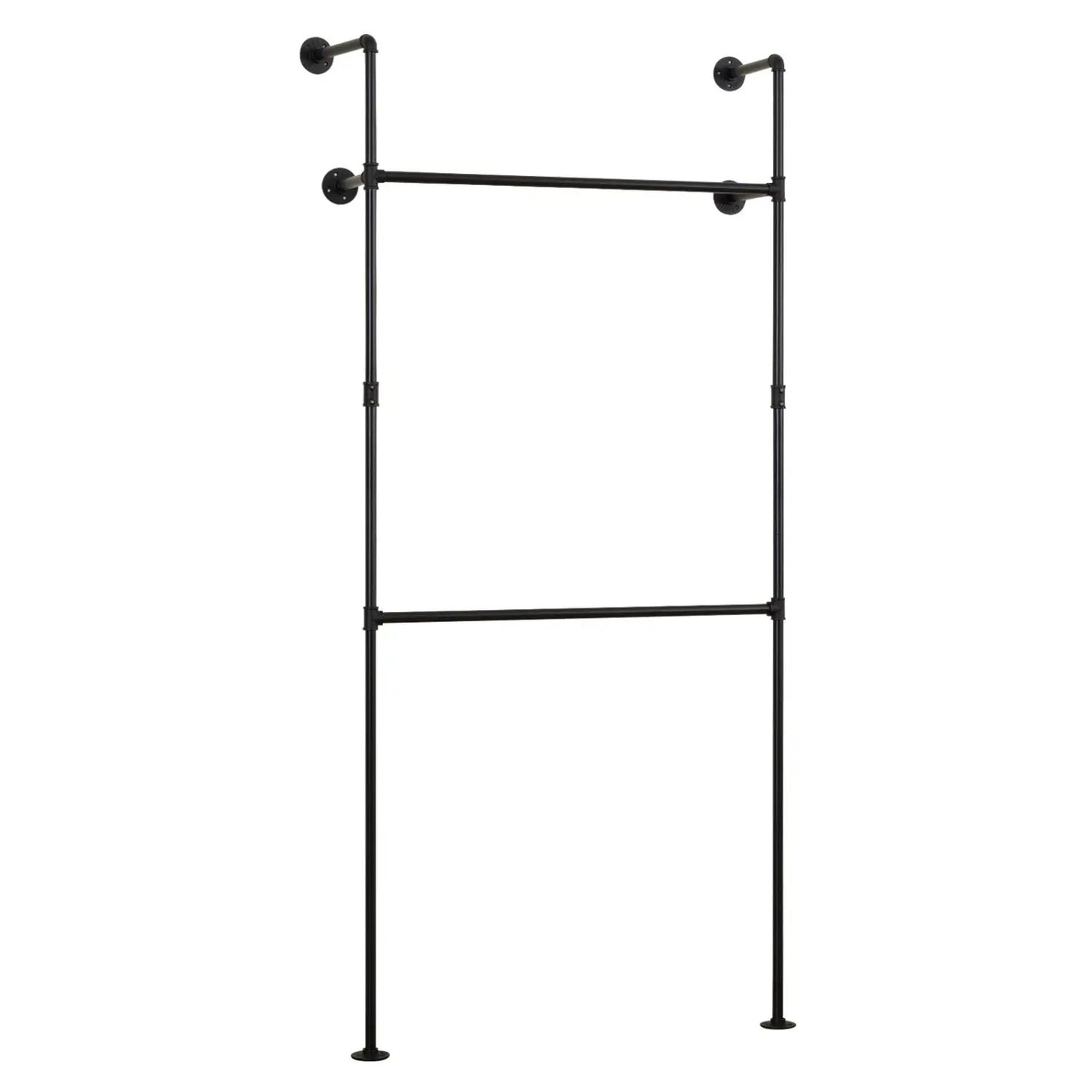 Wall Mounted Pipe Clothing Rack with Two Rods