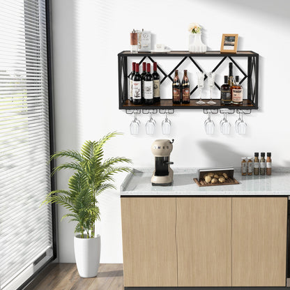 Botellero de pared para 39 botellas y 12 copas