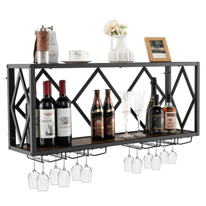 Botellero de pared para 39 botellas y 12 copas