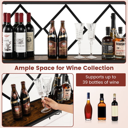 Botellero de pared para 39 botellas y 12 copas