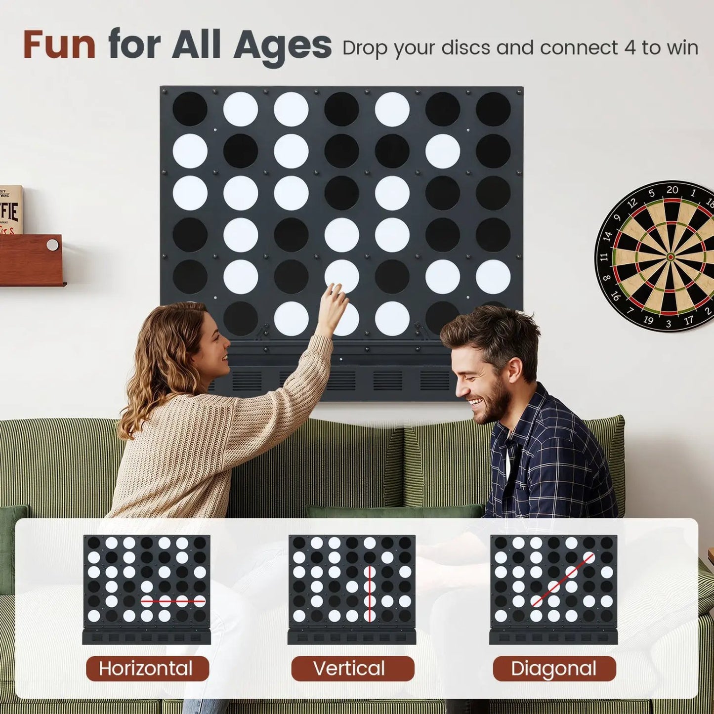 Wall Mounted Jumbo 4 in a Row Game for All Ages