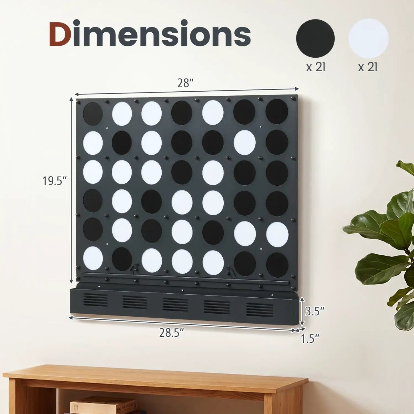 Wall Mounted Connect 4 Game With Acrylic Discs