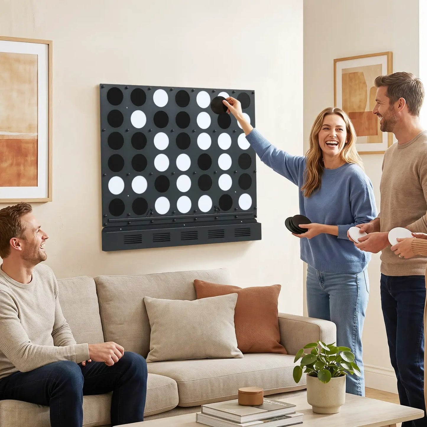Wall Mounted Connect 4 Game With Acrylic Discs