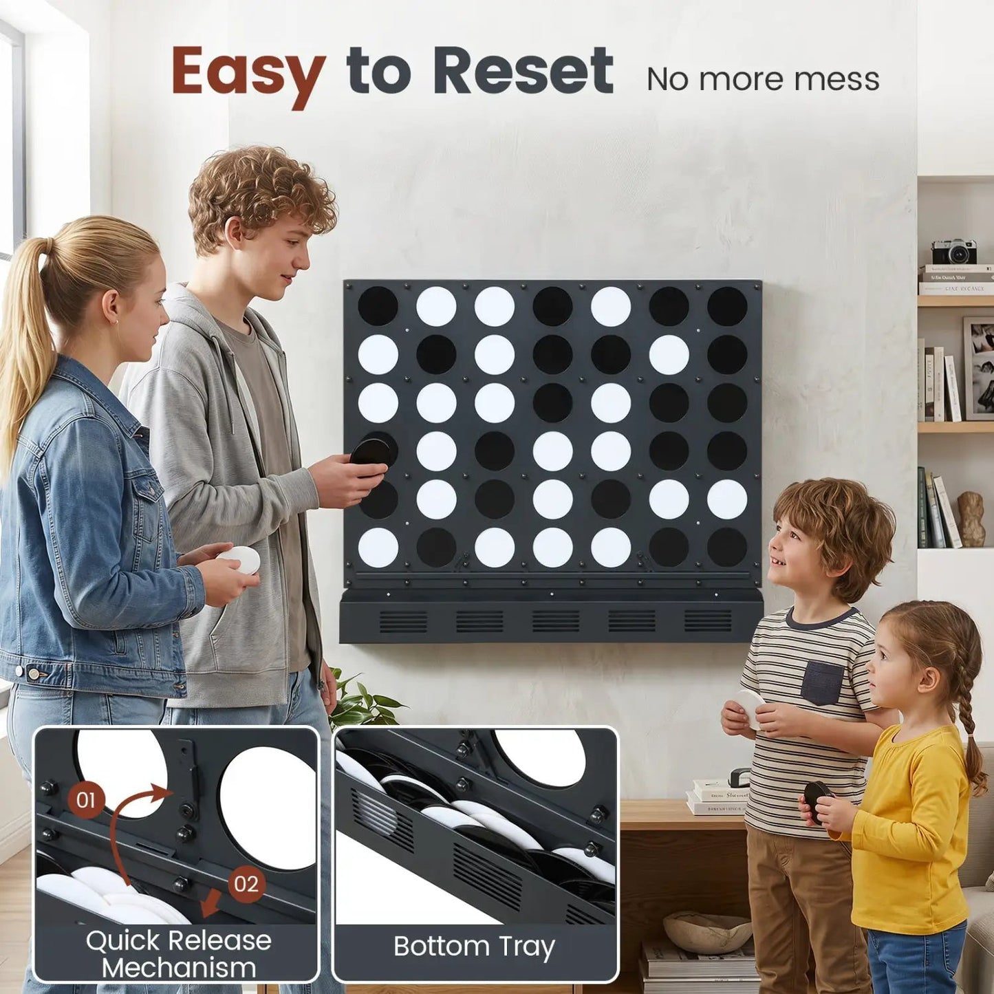 Wall Mounted Connect 4 Game With Acrylic Discs