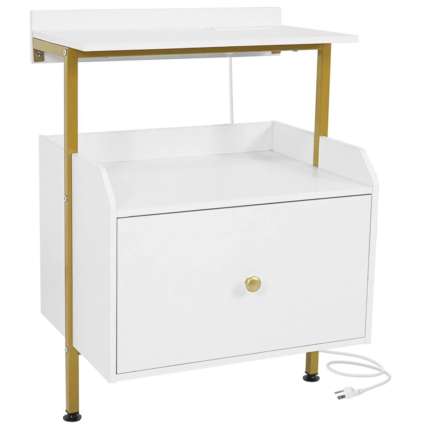 Wall Mounted Nightstand With LED and Charging