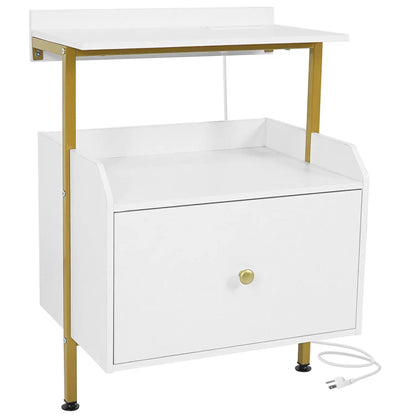 Wall Mounted Nightstand With LED and Charging