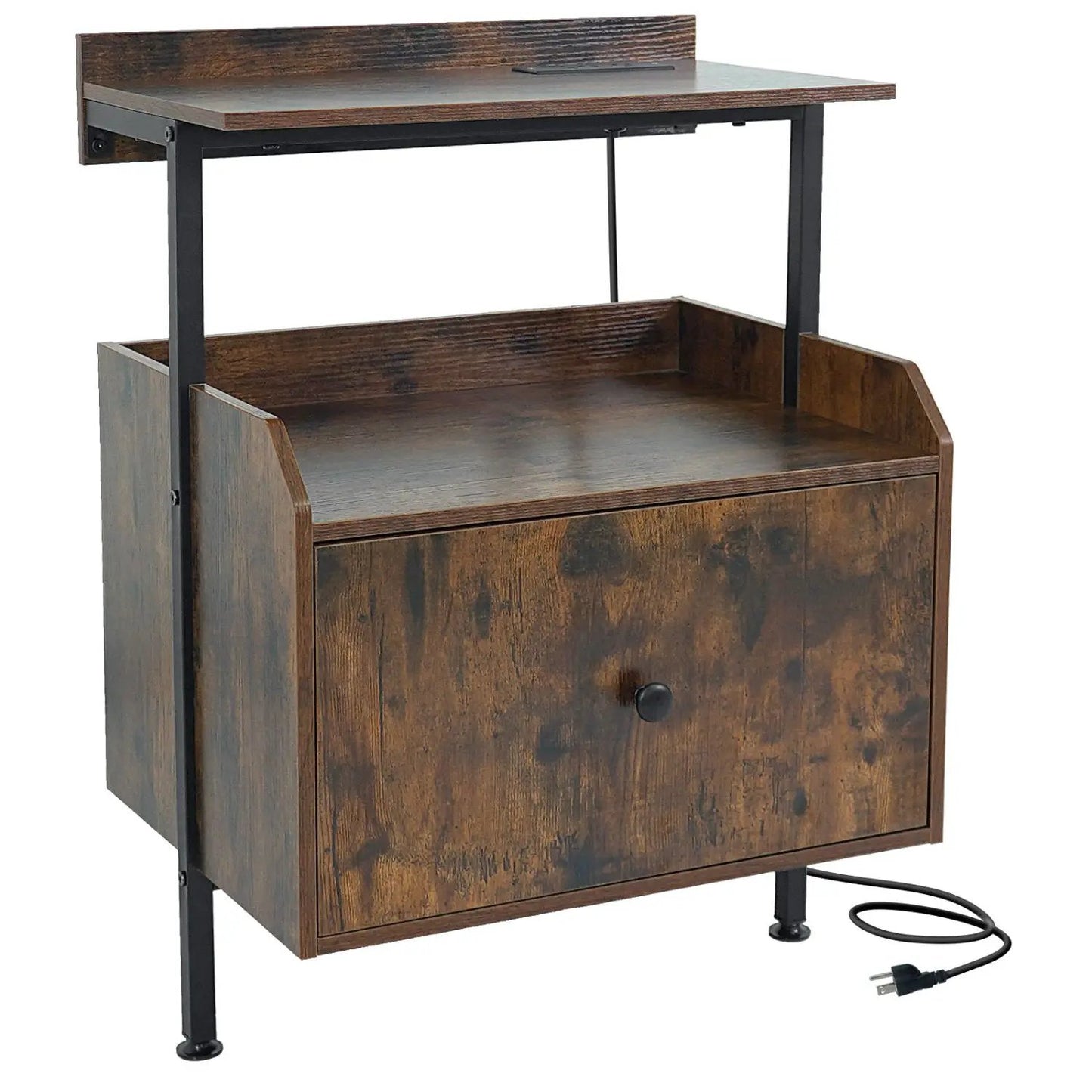 Wall Mounted Nightstand With LED and Charging