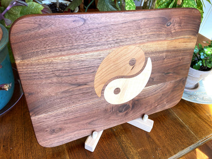 Walnut Charcuterie Board - Cherry & Maple Yin Yang Inlay - Tampa Home & Garden Store