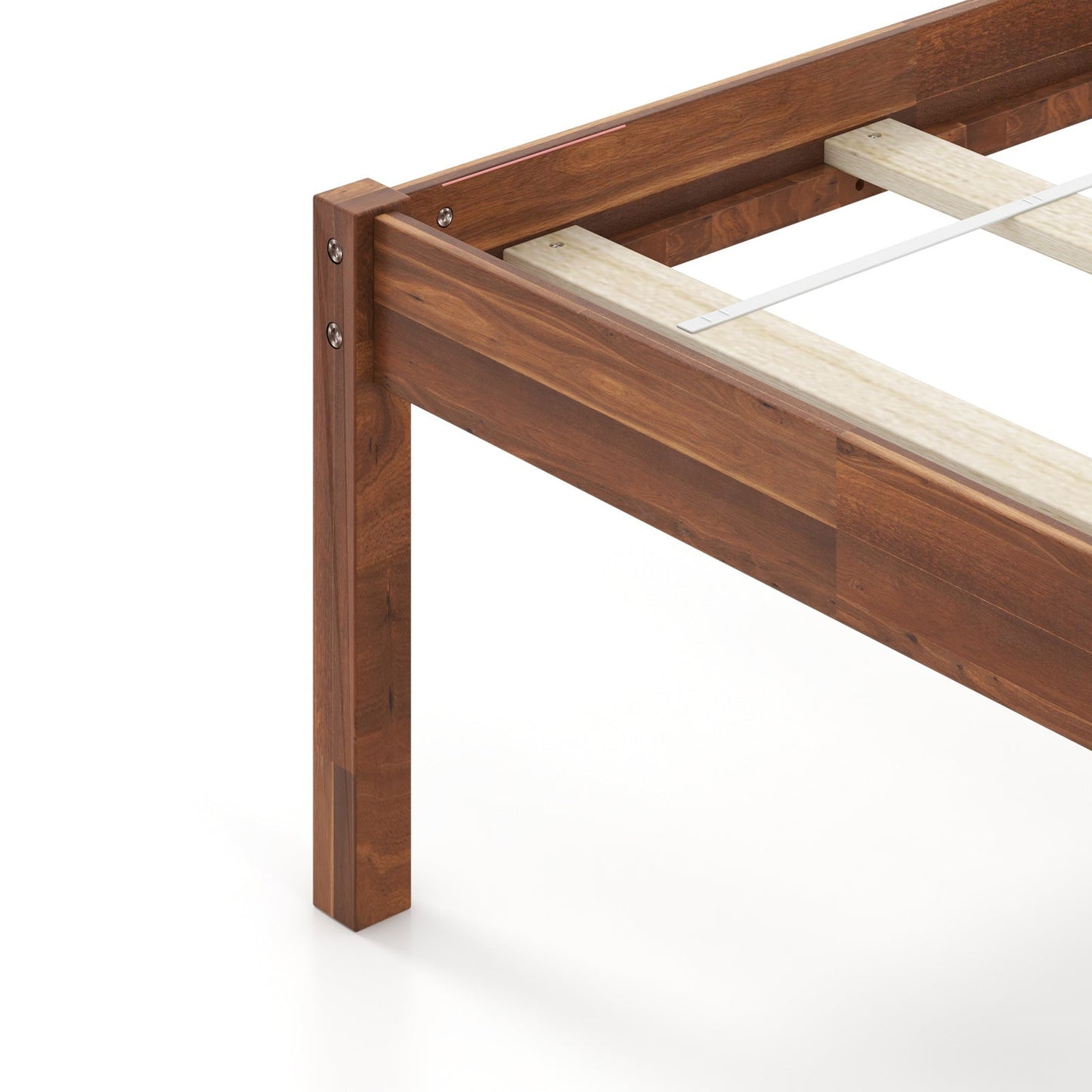 Base de cama de madera con cabecero y soporte de listones, tamaños individual/matrimonial/queen - Tamaño matrimonial