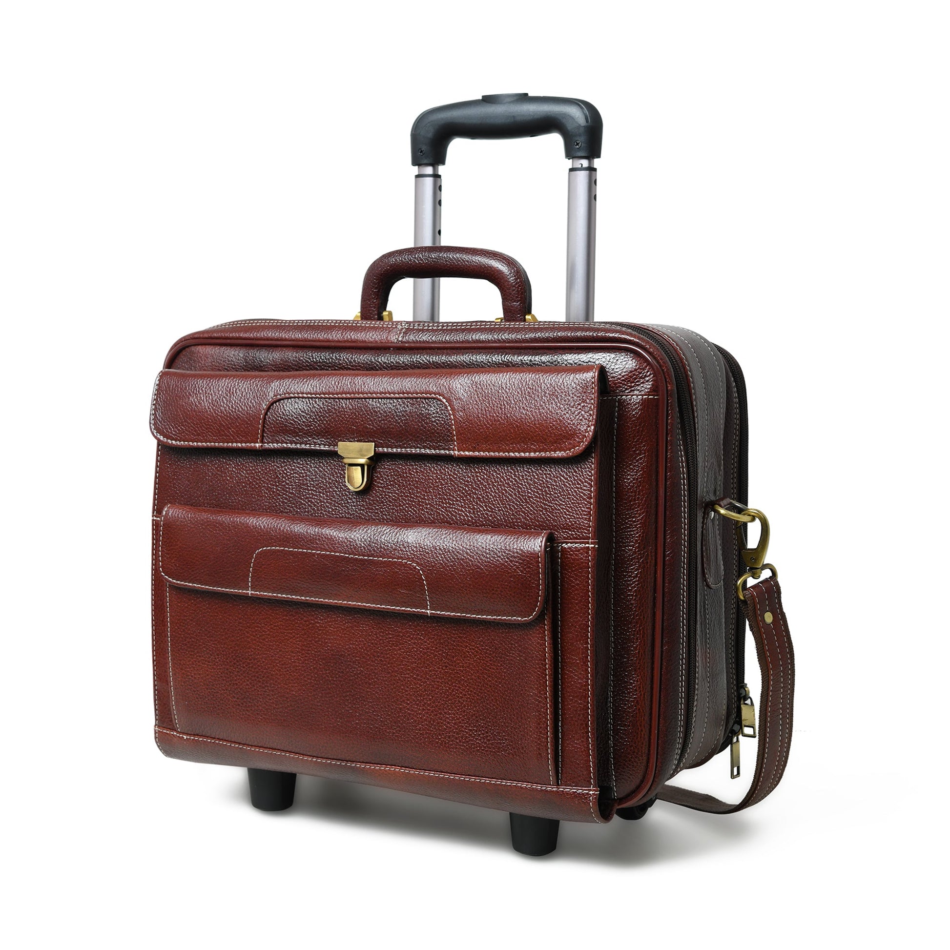 Wanderer Leather Trolly Suitcase Bag - Tampa Home & Garden Store