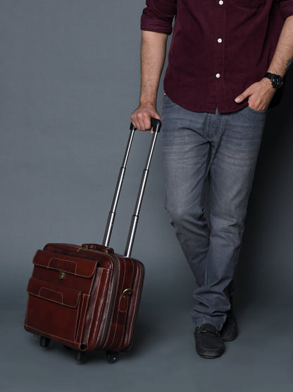Wanderer Leather Trolly Suitcase Bag - Tampa Home & Garden Store