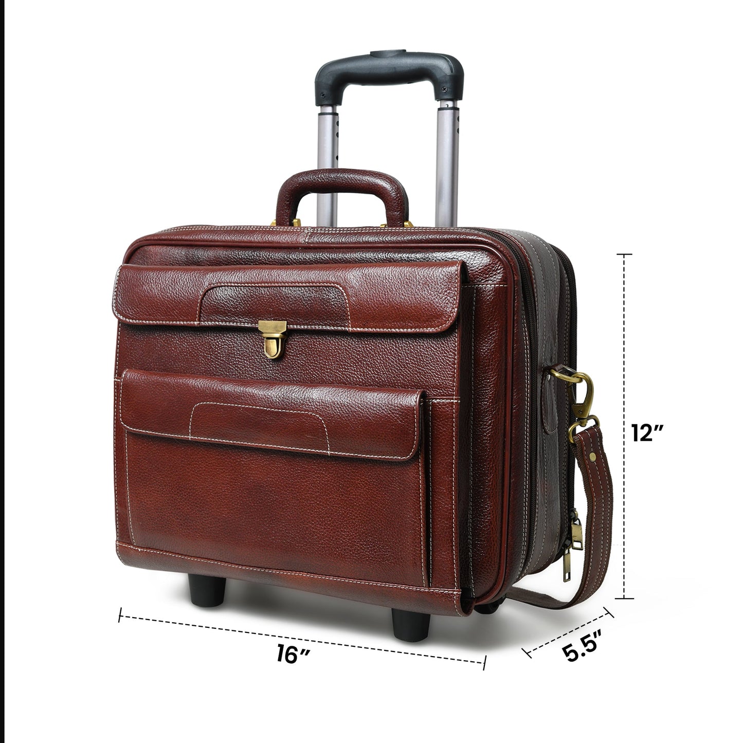 Wanderer Leather Trolly Suitcase Bag - Tampa Home & Garden Store