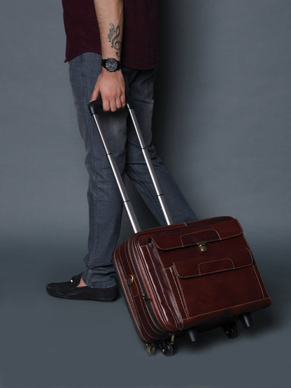 Wanderer Leather Trolly Suitcase Bag - Tampa Home & Garden Store