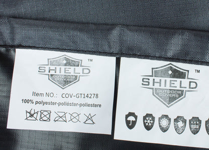 Shield Mercury Cover 587 polyester fabric Shield branding 2 labels visible on Tampa Home & Garden Store