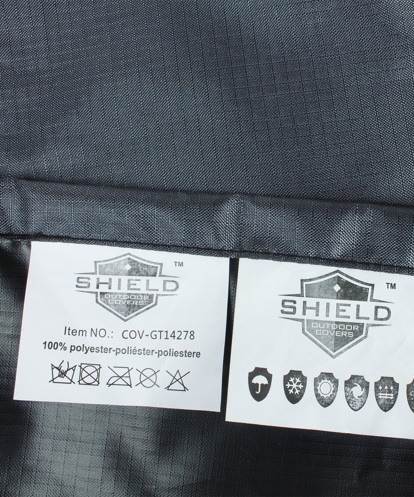 Ottoman Cover Rectangle 29W x 26D x 17H in denim fabric Shield Outdoor Covers with logo tag on Tampa Home & Garden Store