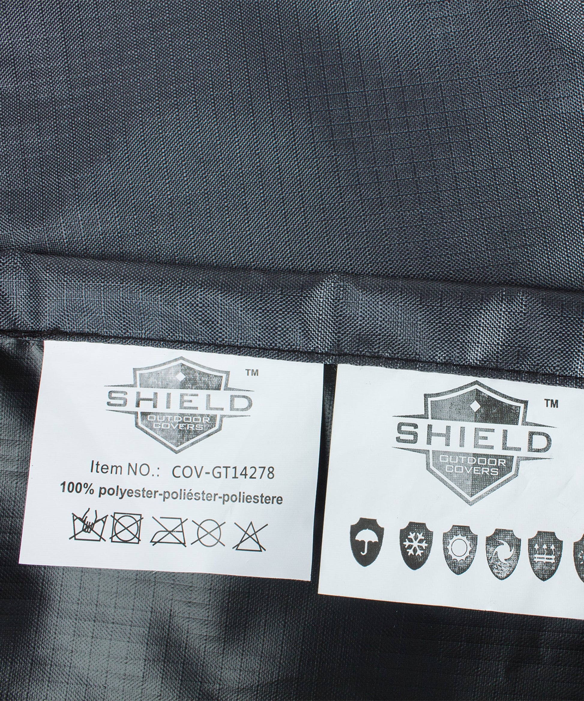 Ottoman Cover Rectangle 29W x 26D x 17H in denim fabric Shield Outdoor Covers with logo tag on Tampa Home & Garden Store