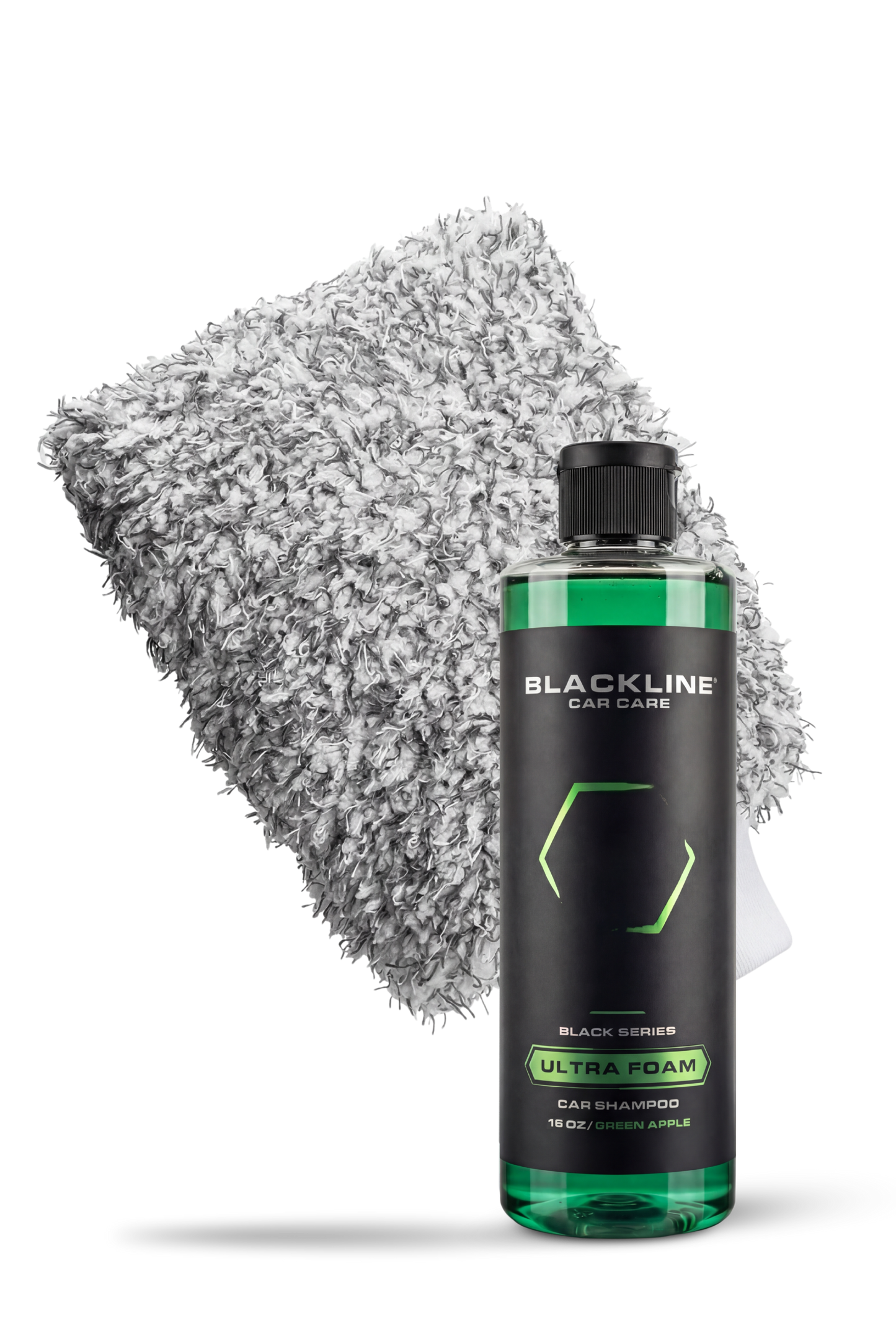 BLACKLINE Microfiber Wash Mitt, microfiber beside Blackline Car Care bottle on Tampa Store on Tampa Home & Garden Store